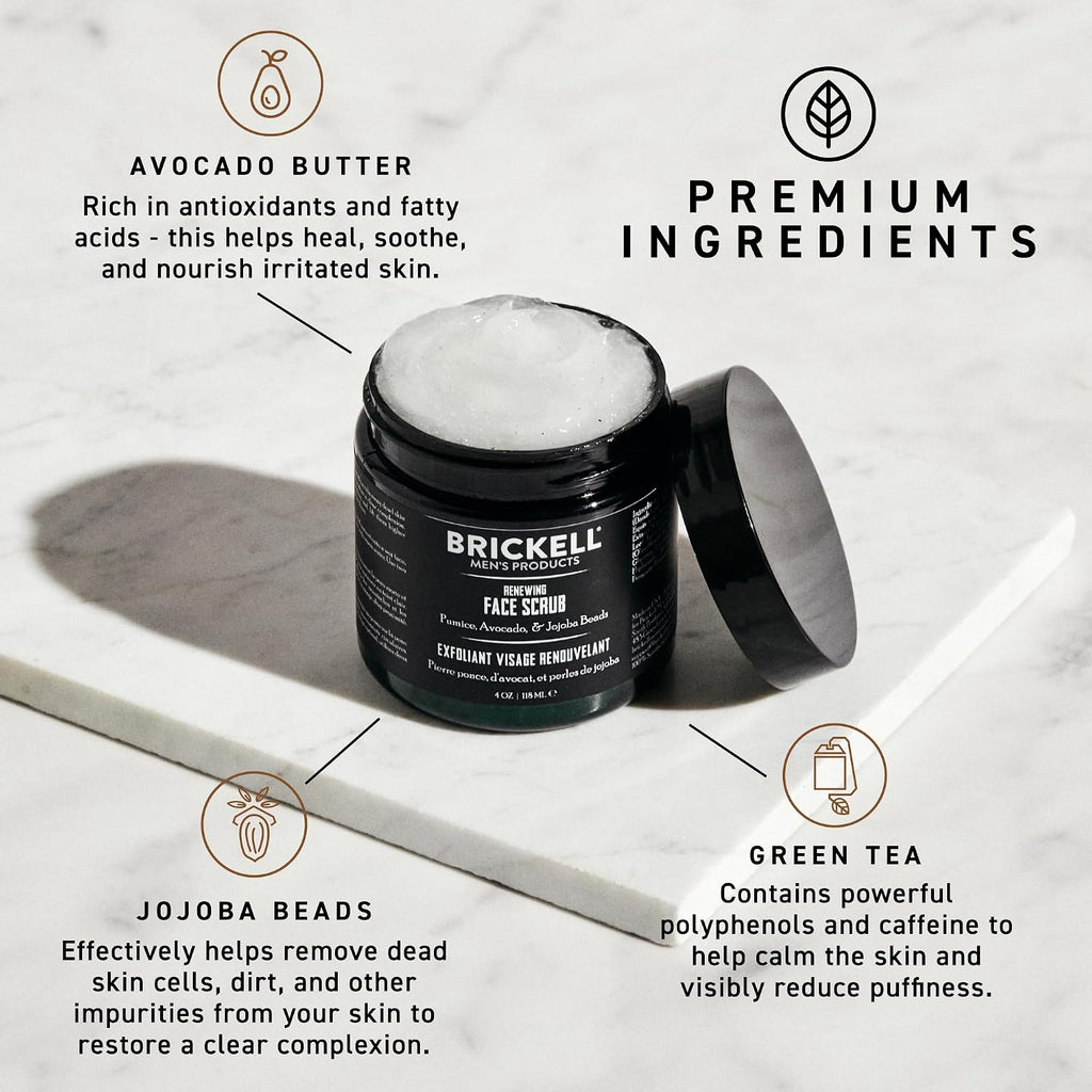 Brickell Men's Renewing Face Scrub for Men - 4 oz