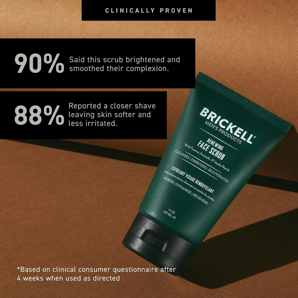Brickell Men's Renewing Face Scrub for Men - 4 oz