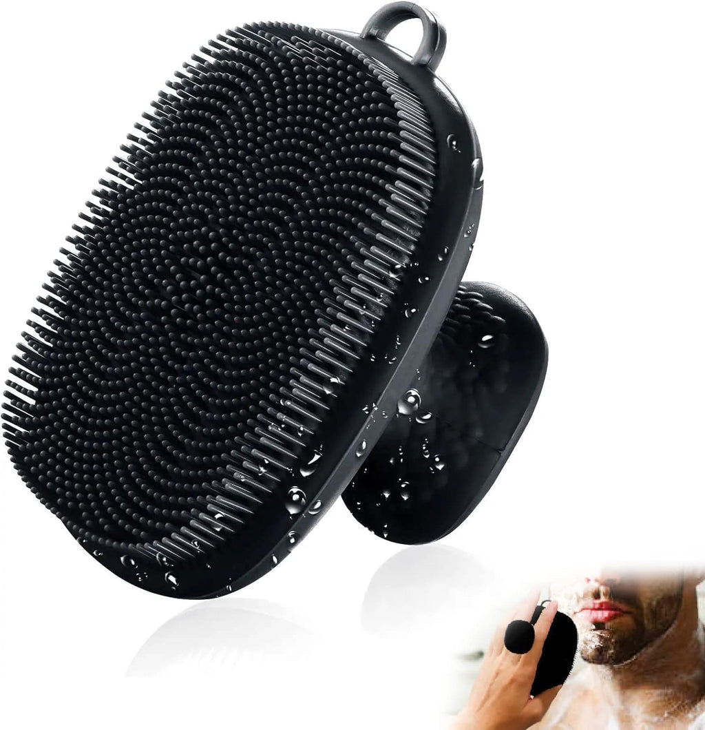Face Scrubber - Silicone Face Cleansing Brush for Men - Black