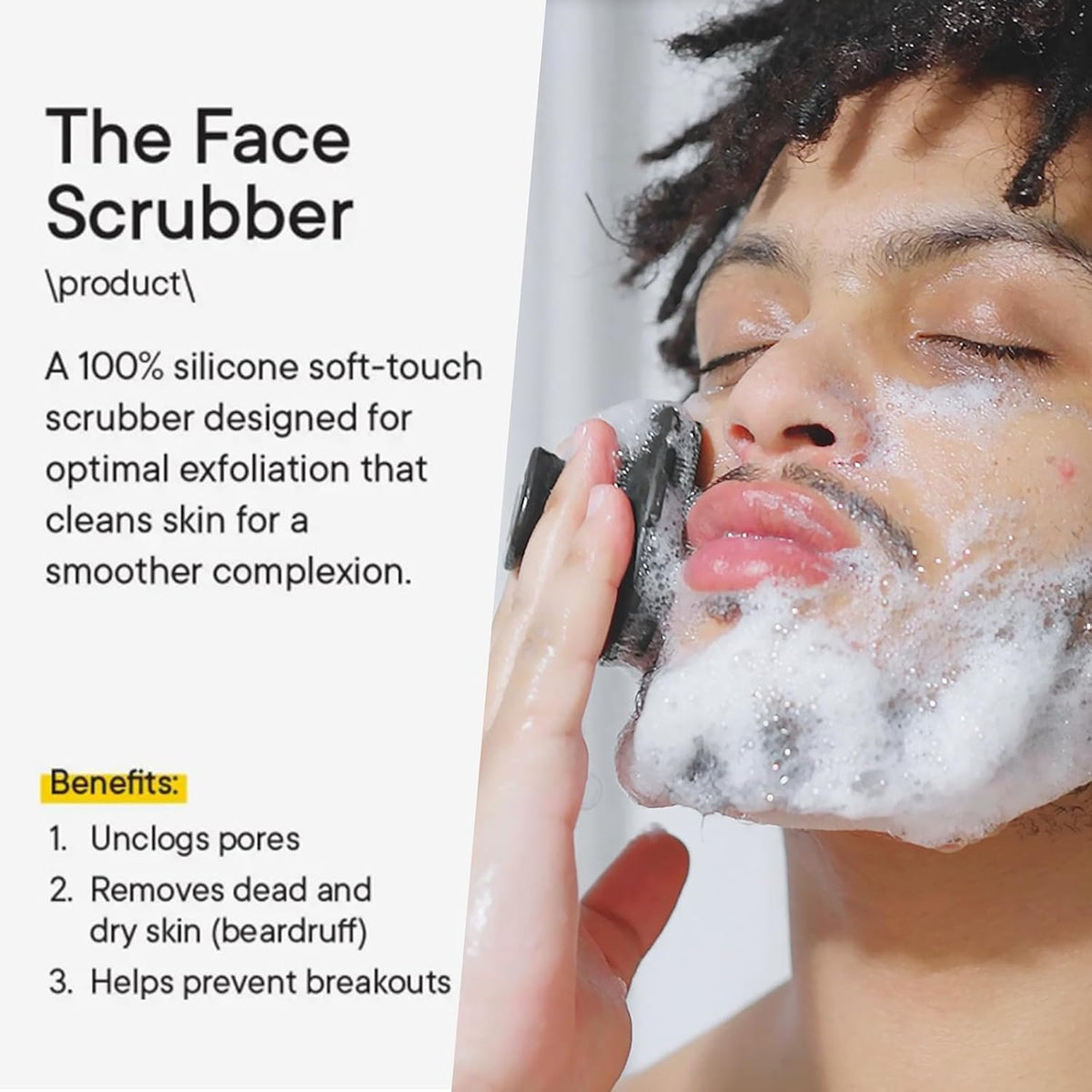 Face Scrubber - Silicone Face Cleansing Brush for Men - Black