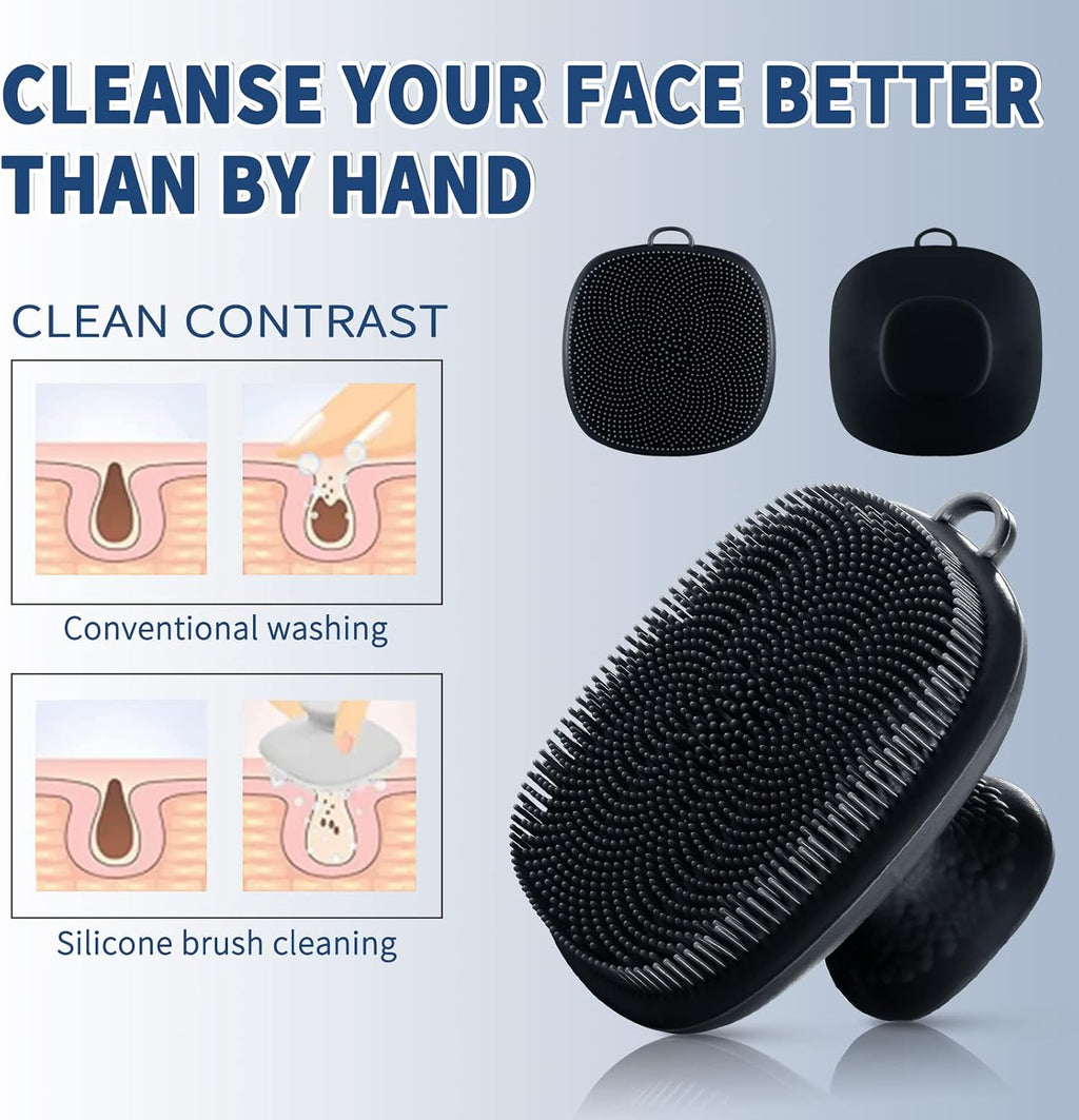 Face Scrubber - Silicone Face Cleansing Brush for Men - Black