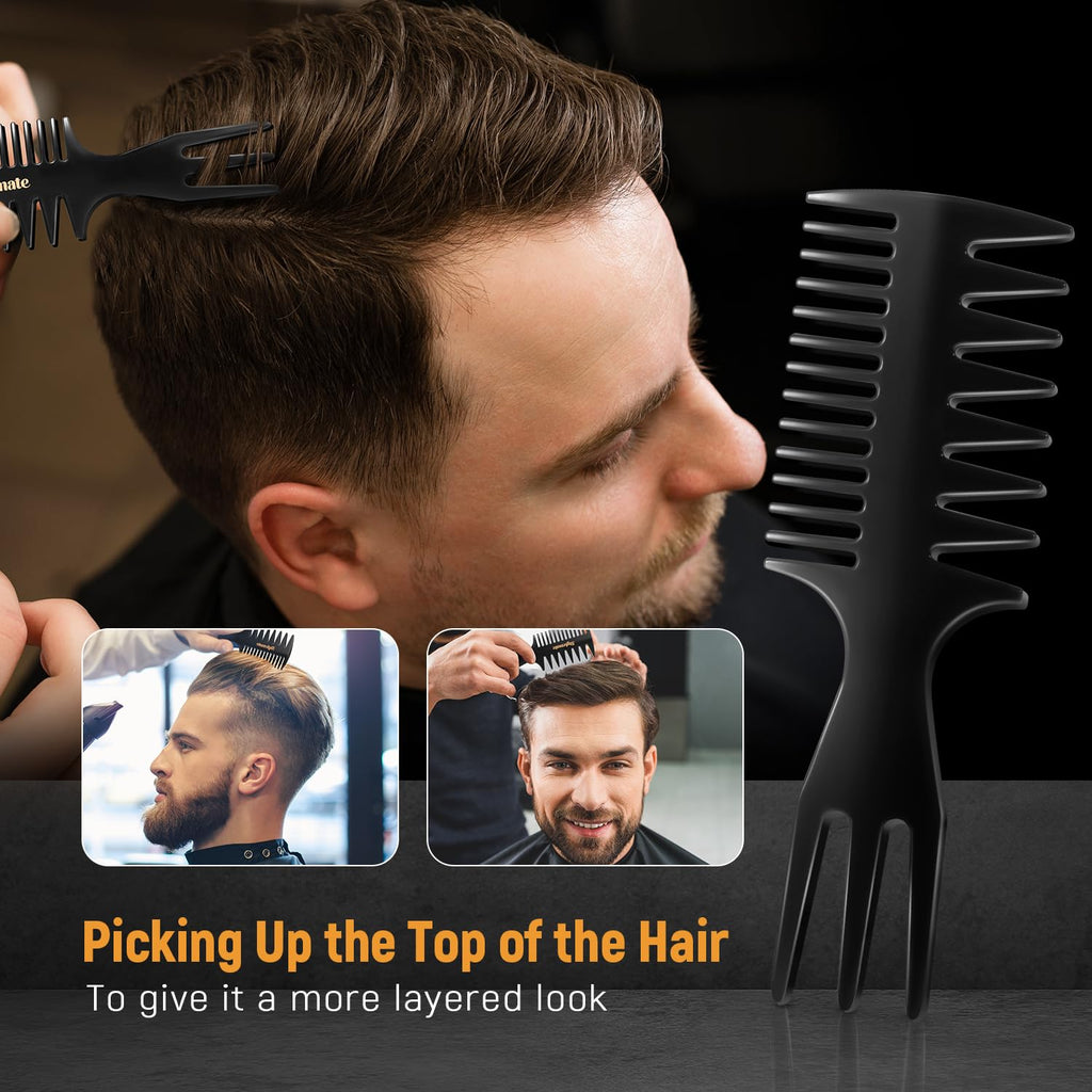 Stylemate 3-Piece Hair Styling Comb Set for Men - Black