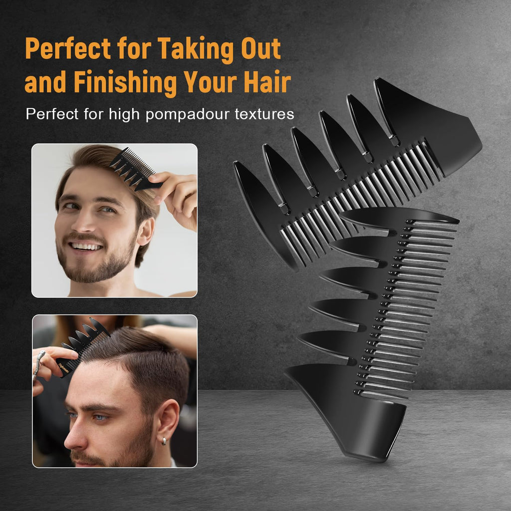 Stylemate 3-Piece Hair Styling Comb Set for Men - Black