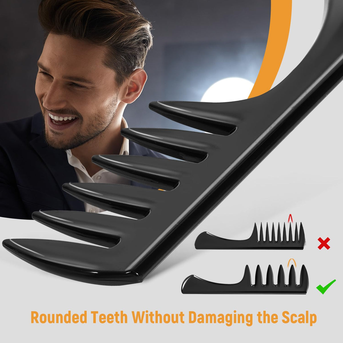 Stylemate 3-Piece Hair Styling Comb Set for Men - Black