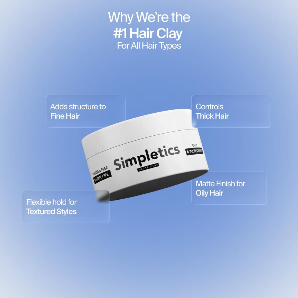 Simpletics Hair Clay for Men - 2 oz