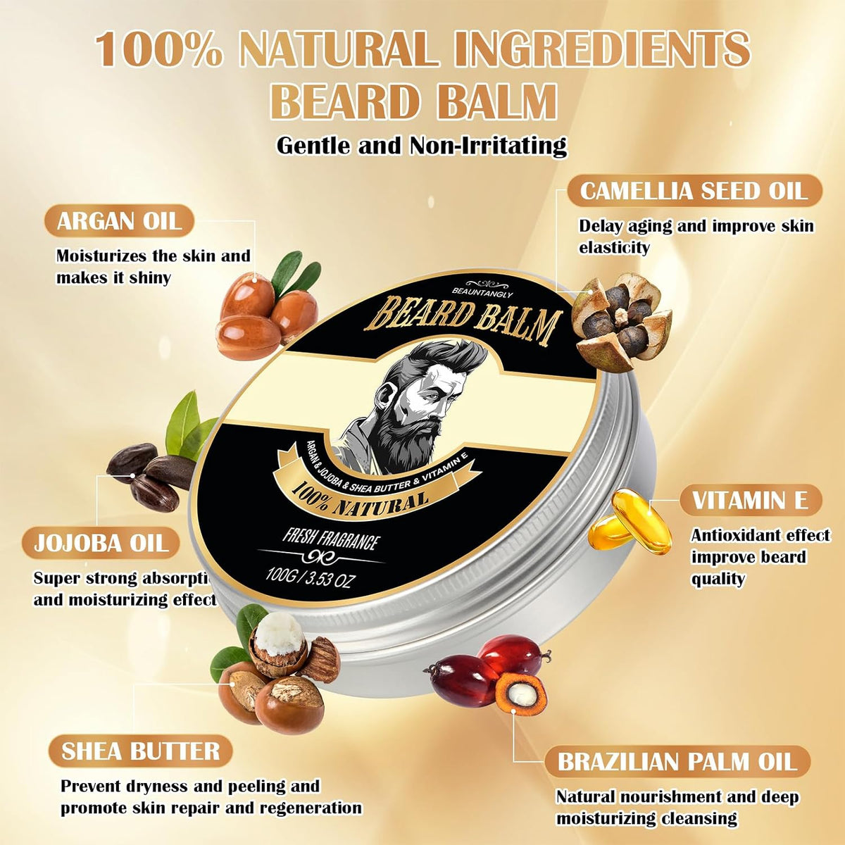 Beard Balm for Men - 3.53 oz