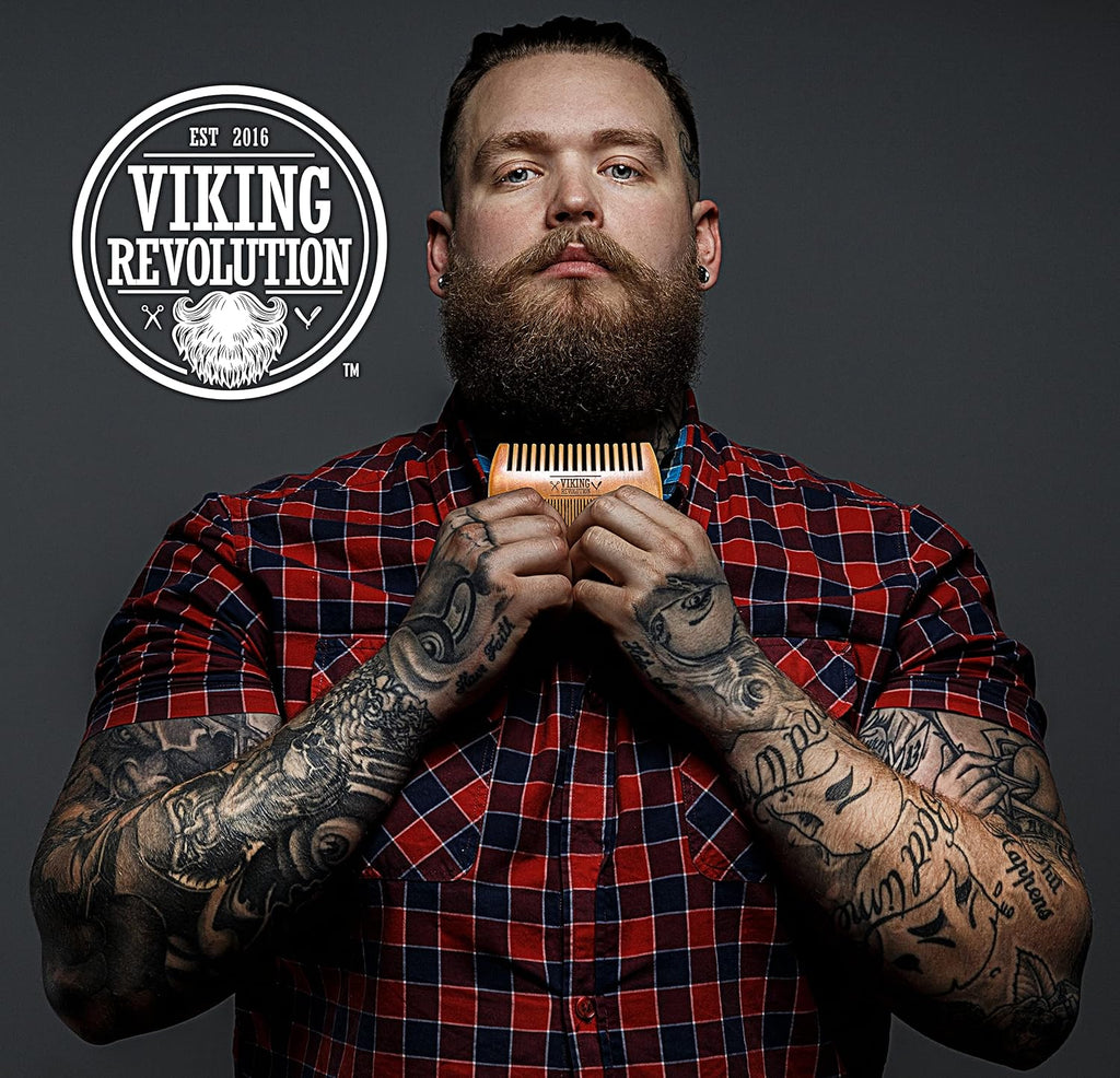 Viking Revolution Wooden Beard Comb and Case - Pocket Comb