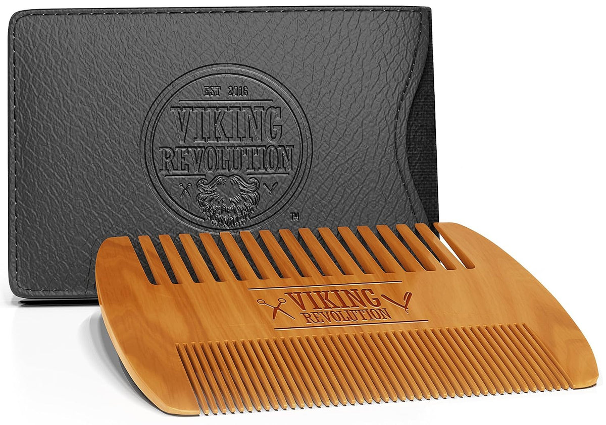 Viking Revolution Wooden Beard Comb and Case - Pocket Comb