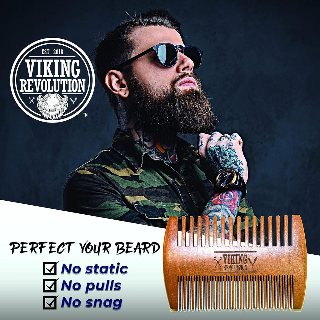 Viking Revolution Wooden Beard Comb and Case - Pocket Comb