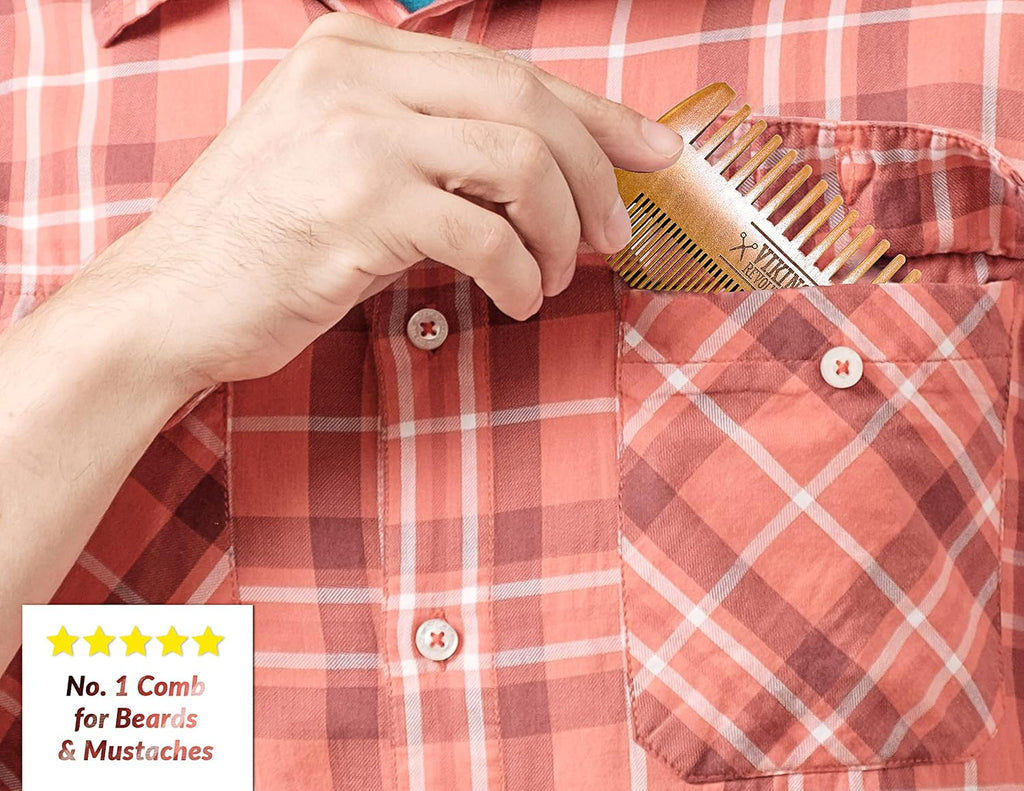 Viking Revolution Wooden Beard Comb and Case - Pocket Comb